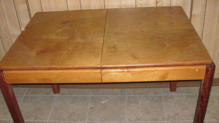 Antique Wood Table with Folding-in Leaf-REDUCED