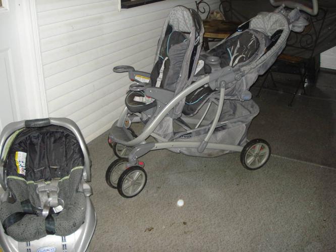 Double Stroller with Car Seat