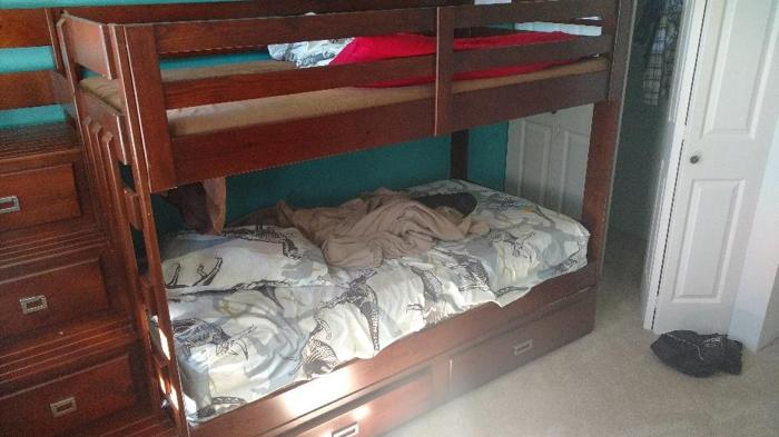 solid wood bunk bed with stairs