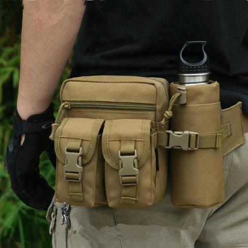 Tactical Waist Bag with Water Bottle Holder Pouch
