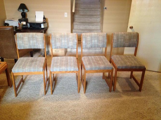 upholstery and wooden kitchen chairs
