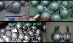 15lb and 20lb finned cannonballs, double brass eyelets.
15lb are $30 each
20lb are $50 each