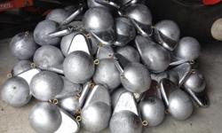 15lb lead finned cannonballs with double brass eyes, $30 each
Also have 20lb finned cannonballs with 2 brass eyes, $50 each