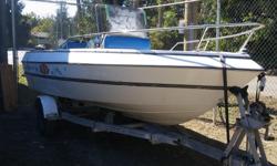 26.5 foot Campion with 90 HP Evinrude. Runs excellent, have disconnected plug in wires to pull motor off to put 175 HP Evinrude on It. Centre console, bilge pump cover, trailer with papers. $2200 complete firm.