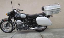 Very Collectable 1974 Moto Guzzi Eldorado Civilian 850cc only 16000 Miles ....Moto Guzzi's well known Bullet proof 850 cc engine..
Excellent example of this Very Collectable classic motorcycle....
Very good running and roadworthy condition. Completely