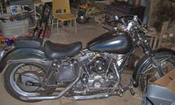 offering for sale/trade 1977 h-d sportster mild custom
garage find - currently not running needs battery and tlc, possible wiring problems fixed ( ongoing project )
extensive motor work( 2003 ) milage since unknown - parked for last 7 years
s&s carb
