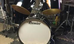 22 bass
16 ft
13&14 concert toms
14x 5 snare
This kit was neglected by previous owner
Both concert toms are out of round and difficult to tune
Chrome was pitted and oxidized and needed serious cleaning.
This is premiers budget kit, formally the Olympic ,