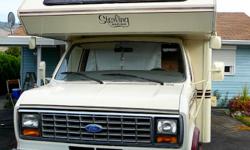 Ready to go South.  Just fully serviced.  1986 Ford Econoline 350 w/460 strong engine.  Auto.tran. Cassette/radio. Only 48,500KMs. (29,500 miles) Excellent condition.  Includes:  4-burner stove/oven, freezer/fridge, microwave, ceiling a/c, fans, sofa