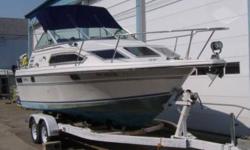 24 ft cruiser with aft cabin, main cabin berth, head and kitchenette Marine Survey Aug 2005 Complete with Caulkins trailer Complete with all necessary safety and mooring equipment (shore power cord, bumpers, etc) 350 engine with approx 500 hours Winter