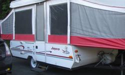 Jayco's "Cadillac" of tent campers, has a top of a line cold brisk air conditioner lots of storage space, dinette space slide-outs beds provide open floor plan and much more. This well maintained camper comfortably sleeps seven and features stabilizer
