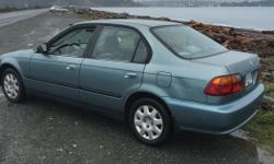 Make
Honda
Model
Civic Sedan
Year
1999
Colour
teal blue
kms
223000
Trans
Automatic
$2650 obo
Good reliable car, easy on gas , no where to park it , so unfortunately i have to sell it .
auto transmission, 4 cylinder gasoline engine.
newbrake pads on front