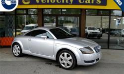 Make
Audi
Model
TT
Year
2000
Colour
Silver
kms
75909
Trans
Manual
Price: $11,990
Stock Number: 1186
Interior Colour: Black
Fuel: Gasoline
OIL SERVICED
MECHANICALLY CHECKED
NEW TIRES
Low Mileage/Kilometres: 75,909km
Warranty coverage applies anywhere in