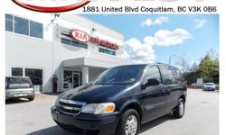 Trans
Automatic
This locally owned 2001 Chevy Venture LS comes with a roof rack, power locks/windows/mirrors, AM/FM stereo, A/C, CD player, rear defrost and so much more!!
STK # D1000X
DEALER #31228
Mission Statement: "Here at KIA West we are a friendly