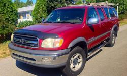 Make
Toyota
Model
Tundra
Year
2001
Colour
MAROON
kms
258000
Trans
Automatic
***** 2001 TOYOTA TUNDRA TRD 4X4 *****
LOCAL BC TRUCK
NO DECLARATIONS
MATCHING CANOPY
ALUMINUM ROOF RACK
AUTOMATIC TRANSMISSION
CLOTH INTERIOR
FOG LAMPS
258,000 KM'S
ALLOY WHEELS