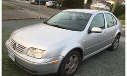 Make
Volkswagen
Model
Jetta
Year
2001
Colour
Silver
kms
337000
Trans
Automatic
I am selling our 2001 VW Jetta TDI. This has been a good car for our family and works very well. We are selling it because we want to get a 4WD vehicle for going to the