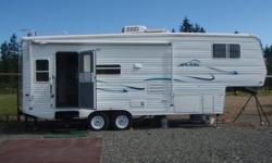 2003 28.5ft Splash RV made by national.  In good condition with very low mileage. Tall unit, with 8ft celing, and one large slide. Fridge, m/w, range, oven, tv's, a/c, c/d player, radio etc.  $8000.00 obo.  (Will consider trade for camper)