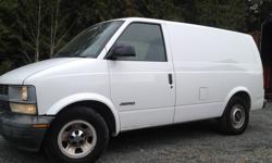 Make
Chevrolet
Model
Astro Cargo Van
Year
2003
Colour
white
kms
300000
Trans
Automatic
2003 Chev Astro Cargo Van, X-Fleet! 4.3L automatic, 6 cylinder, power steering, power brakes,AM,FM,Radio, rear heater, well maintained , mechanically sound, good body,