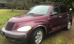Make
Chrysler
Model
PT Cruiser
Year
2003
Colour
Maroon
kms
158000
Trans
Automatic
-2.4L L4 DOHC 16 valves
-4 speed automatic
-FWD
-Remote Starter
-Power windows/locks
-CD player
-A/C
-Cruise Control
-5 passenger
-Hatchback
-CARFAX
-158997 KM
Pride
