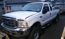 Make
Ford
Model
F-250 Super Duty
Year
2003
Colour
white
kms
400000
Trans
Automatic
1 injector broke and damaged a valve but it was running until then. 1 head off for inspection
power windows / doorlocks/ AC/ Cruise
Sold as is
Will consider parting out if