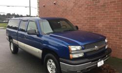 Make
Chevrolet
Model
Silverado 1500
Year
2004
Colour
Blue
kms
353390
Trans
Automatic
Very nice Chevy Silverado extra cab 4 x 4. With colour keyed leer canopy. Automatic with a 5.3 L V8. Equipped with power windows power locks power mirrors