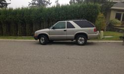 Make
Chevrolet
Model
Blazer
Year
2005
Colour
Gold
Trans
Automatic
2005 Chevy Blazer for sale, it is a 2 door V6.
4x4 all options, very well maintained and in great condition inside and out.
$4500.00 or best offer.
**Please do not email** CALL: