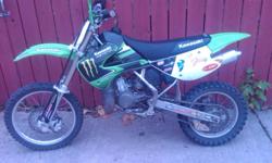 2005 kawasaki kx 85 dirtbike. It is in good shape, never been raced. This bike has a 2 stroke liquid cooled motor, fmf exhaust, and renthal bars with green hand guards. Would like to sell before winter but not desperate to sell.
Will also trade for
