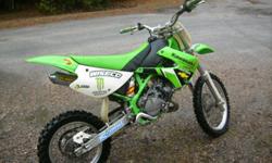 Peppy little bike, never been raced that we know of. Bike is in good condition with new tires, has been run very little, stored inside and comes with spare tubes, spare air filter, hand guards, stand, and FMF exhaust.    Email if you have any questions or