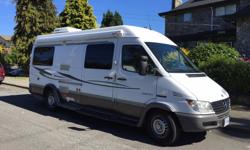 Mercedes Turbo Diesel-powered (25mpg) luxury. Great West Van deluxe conversion with solid maple cabinets, power bed, bathroom, fridge, stove, microwave, coffee maker, propane generator, roof air, magic fan (truly magical!), exterior shower, etc.
