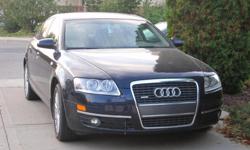 Make
Audi
Model
A6
Year
2006
Colour
dark blue
kms
136000
Trans
Automatic
Dark blue with beige interior, All -wheel drive Quattro (BEST WINTER DRIVING SYSTEM) ,Alloy Wheels, Anti-Lock Brakes (ABS), 6 CD changer, Dual Airbag, rain sensing Wipers, Keyless