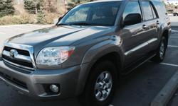 06 accident free 4Runner in amazing condition with only 164000 km.
4.0 Liter V-6 Automatic with locking rear differential
Senior owned and maintained with service records from dealer
Features power windows, locks, mirrors, keyless entry
Air conditioning