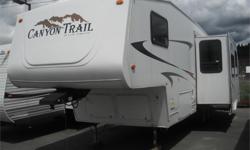 Price: $10,980
Stock Number: BC0027402
Interior Colour: Brown
Fuel: Propane
2007 Gulf Stream Canyon Trail Y30PBHS Fifth Wheel Trailer with 2 Slide Outs, GVWR 11260 pounds, sleeps 9, bunk bed, double sink, oven and stove top burners, fridge and freezer,