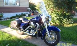 Road King Custom new June 2007 only 4600kms, 96 ci 6 speed completly stock and original.
Harley detachable windshield and backrest. Harley security system and battery charger. Owned by an experienced rider.
Will trade for 1998-2002 Firebird or Camaro,