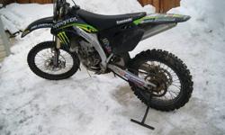 2008 kx450f in excellent shape, 2 sets of plastics stock and black with monster energy decal kit,gripper seat cover, tag bars, carb mods,uni air filter, tm designworks chain guide,ch recent top end rebuild. 3800obo or possible trade for street legal bike.