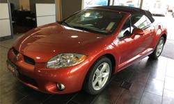 Make
Mitsubishi
Model
Eclipse
Year
2008
Colour
Orange
kms
38510
Trans
Manual
Price: $9,999
Stock Number: 19033A
VIN: 4A3AL25F28E602480
Engine: 2.4L I4
Fuel: Gasoline
Convertible. Manual Transmission. Air Conditioning. This sporty Mitsubishi convertible is
