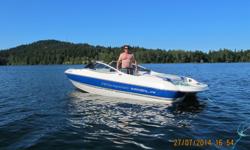 2008 Stingray 195LR white and blue boat and EZ Loader trailer for sale. The boat comes with Kenwood sound system, tinted windows, immaculate interior that is grey and white, depth sounder, stainless steel propeller, and a 225 HP VOLVO 4.3L inboard for