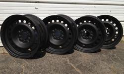 16x8 Police Crown Vic steel wheels.. Flat black, no dents $200