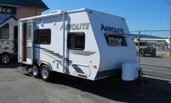 This unit has so much to offer, at 18 ft and 3266lbs its ready to go. There is a queen bed with a flip up over head bunk. An enclosed three piece bathroom. With the kitchen on the slide you have more space for your fridge, stove,vent, microwave, and