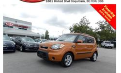 Trans
Manual
This 2010 Kia Soul 2.0L 2u comes with alloy wheels, roof rack, tinted rear windows, steering wheel media controls, power locks/windows/mirrors, Bluetooth, dual control heated seats, CD player, AM/FM radio, rear defrost, A/C and so much more!