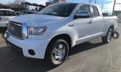Make
Toyota
Model
Tundra
Year
2011
Colour
white
kms
171979
Trans
Automatic
Highlighted Features
Front dual zone A/C Split folding rear seat Remote keyless entry Heated door mirrors Trailer hitch receiver
5.7L V8 4X4
16.7 l/100km
City
12.4 l/100km
Hwy
5.7L