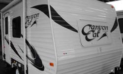2012 Canyon Cat 12RB
We have been waiting for Palomino's new Canyon Cat series of light weight trailers. Check out this model trailer that weighs only 2608lbs dry. Don't let their weight fool you these are well equiped trailers. Inside you'll find Bath