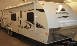 Show pricing until February 12, 2012!
This light weight travel trailer includes rear jack and jill bunks and a fully enclosed bathroom. The Bathroom also has a door to the outside so you don't disturb the sleeping family during late night camp fire fun.