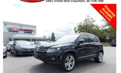 Trans
Automatic
2012 Volkswagen Tiguan 2.0 TSi with alloy wheels, fog lights, roof rack, tinted rear windows, leather interior, steering wheel media controls, panoramic sunroof, Bluetooth, dual control heated seats, backup sensors, power