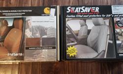 Custom fitted seat protectors for SUVs and pickups.
Headrest and center console covers.
Easily removed for cleaning, can be cleaned in washing machine.
Front Seat covers are Carhartt Brand in Brown.
Front Seat covers are Seat Saver Brand in Grey.
Can be