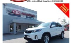 This 2014 Kia Sorento LX comes with alloy wheels, fog lights, tinted rear windows, roof rack, tow hitch, power locks/windows/mirrors, steering wheel media controls, dual control heated seats, Bluetooth, SIRIUS radio, AUX/USB connections, CD player, AM/FM