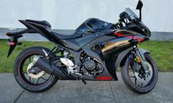 2015 Yamaha YZF-R3 - Low Km - Factory Warranty - $4,799
Save big on this lightly used 2015 Yamaha R-3. This local, no accident R-3 has only 1,116 km. This R3 has had it's first service done by Daytona ( $300 value ). The bike has factory warranty until