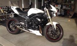 Make
Triumph
Model
Street
Year
2016
kms
21000
2016 Triumph Street Triple ABS. Original owner. Meticulously maintained and in like new condition by mature owner. No accidents. Over $3000 in upgrades: SC Project Conic exhaust with ECU flash from Triumph /