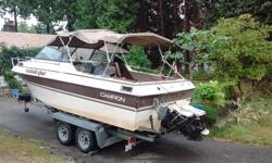 in very good condition, no leaks, engine runs smooth as new, mercruiser 470 hp 4 cylinder very good on fuel and planes easily, has trim tabs, swim grib, kicker bracket, interior like new, must be seen, cuddy cabin , sleeper seats. Has GPS/FIshfinger/Depth