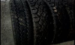 4 Goodyear tires size 245-75-R16. 3 are like new less than 1000kms wear and one with 60% tread remaining. Not studded. Call 596 7510
