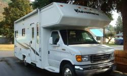 2003 class c adventurer motor home 24 ft ford chasis , v10 motor comes with awning, receiver hitch , stove , fridge , oven , microwave , hot water tank , 19 inch lcd tv ,bicycle carrier , dash air conditioning , ceiling air conditioning, sleeps 6 people