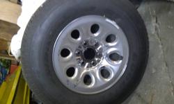 I have a pretty much brand new set of 2011 chrome chevrolet rims for sale with goodyear wranglers on them. Perfect condition less than 1000 km on them, caps included. 1200 OBO